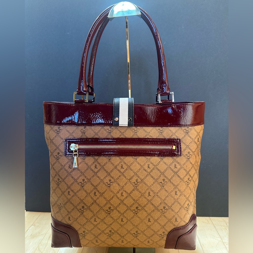 Rare L.A.M.B. Gwen Stefani "Kingston" Lipstick Tote + Stripped Cloth Bag - Picture 4 of 15